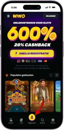 Wino Casino Registreren